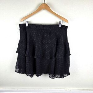Women's Torrid Heary Shaped Poka Dot Layered Black Mini Skirt Size 01